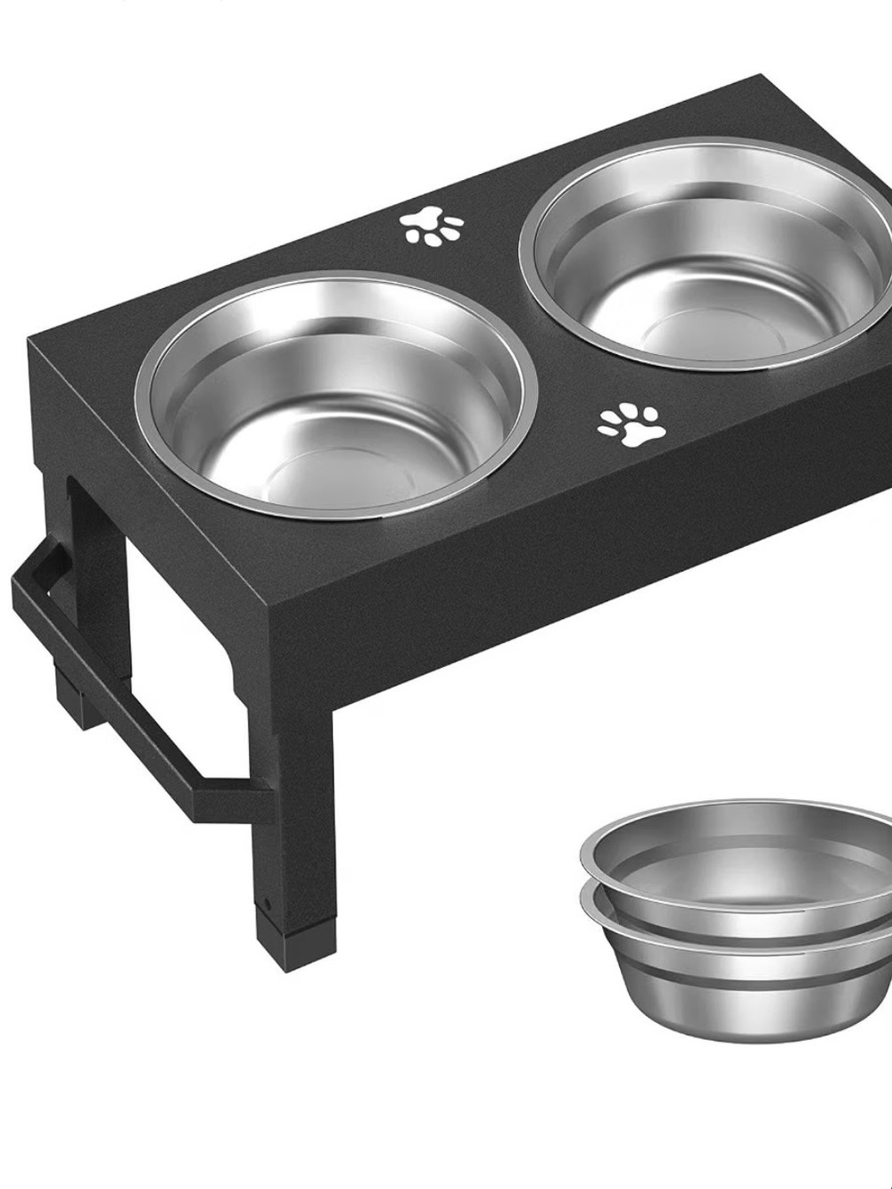 Elevated Dog Bowls, 4 Height Adjustable Raised Bowl Stand with 2 Stainless Steel